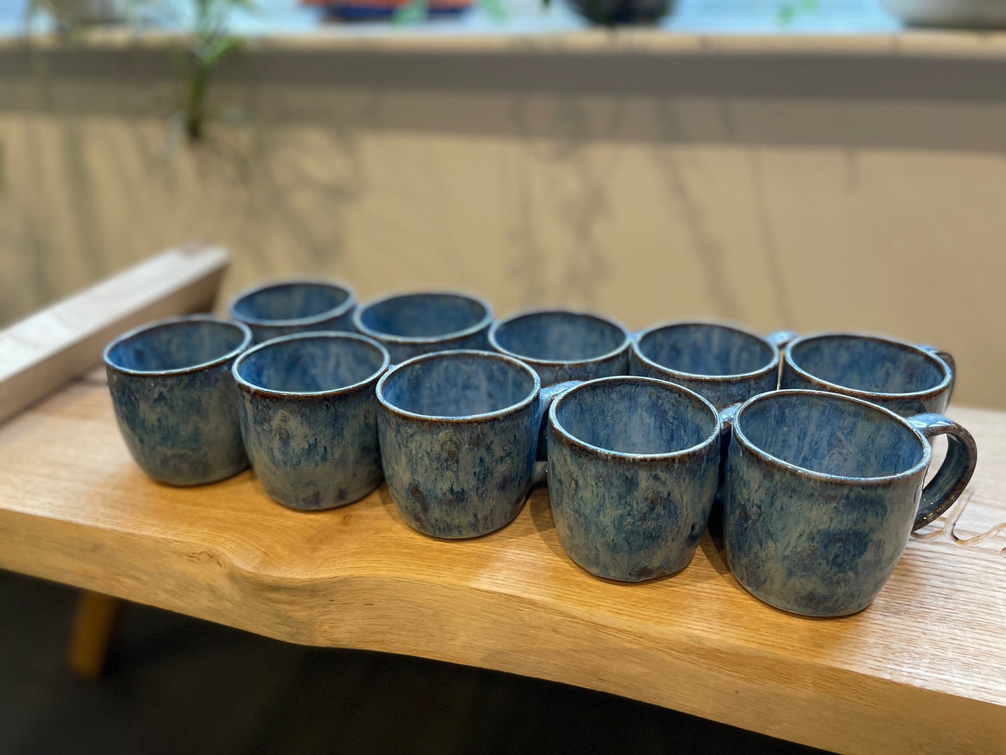 Blue coral handled mug